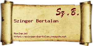 Szinger Bertalan névjegykártya